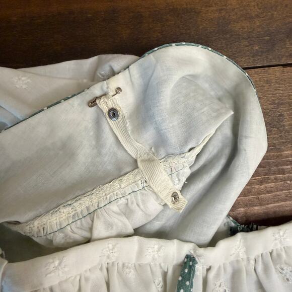 Vintage 1970s Handmade Squaredance Dress Polka Dot Green German Dirndl SMALL - Picture 16 of 16